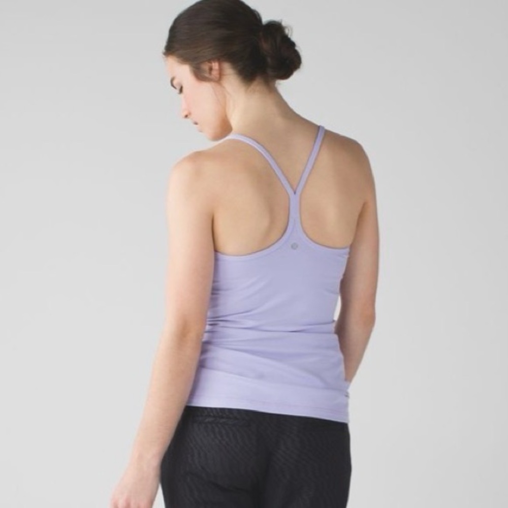 Lululemon Power Y Tank Top Size 8 Purple Built-in Shelf Bra Racerback Yoga